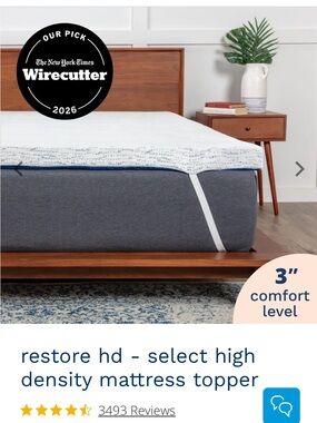 NEW In BOX Viscosoft Restore HD High-Density Mattress Topper - Gray 3 “